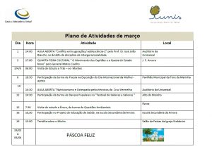 Atividades mês março 2016